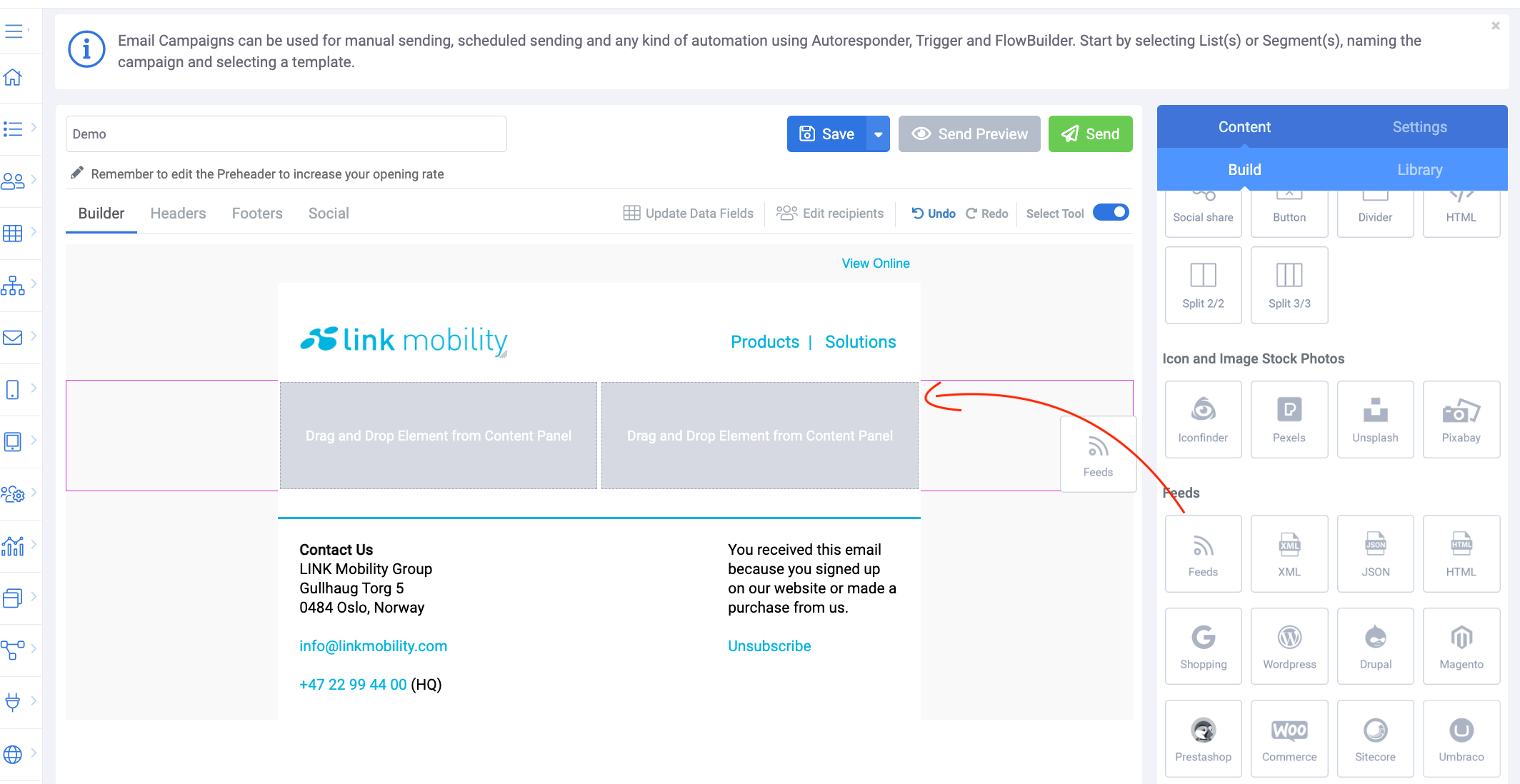 How to use feeds in email campaigns