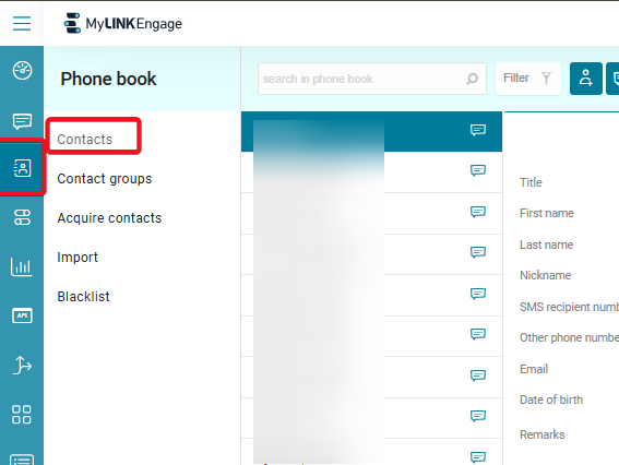 MyLINK Engage - Handle contacts